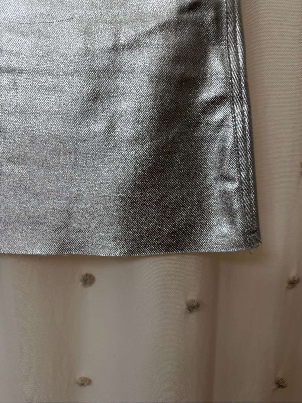 Zara Silver Metallic Button-Front Mini Skirt - Picture 5 of 9